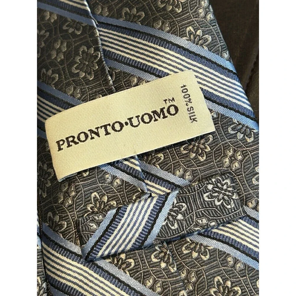 Pronto Uomo 100% Silk Tie 58" x 3.75" - Picture 4 of 5